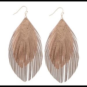 Rose gold leather earrings